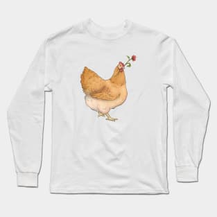 Chicken With Flower Long Sleeve T-Shirt